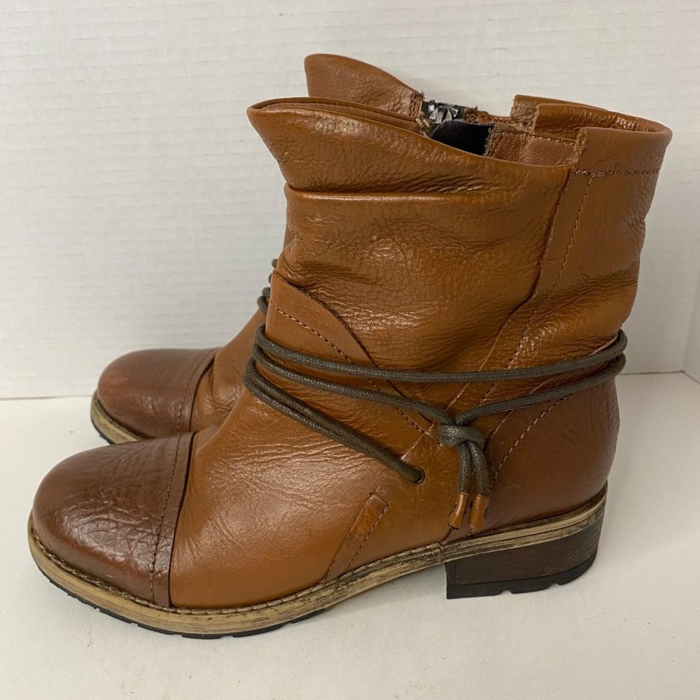 Clarks‎ 1825 Tan Leather Cap Toe Ankle Boots Side Zip 2611974640 Mens 6W